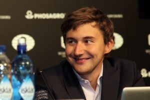 Karjakin pleased with his win. Photo by Vladimir Barsky
